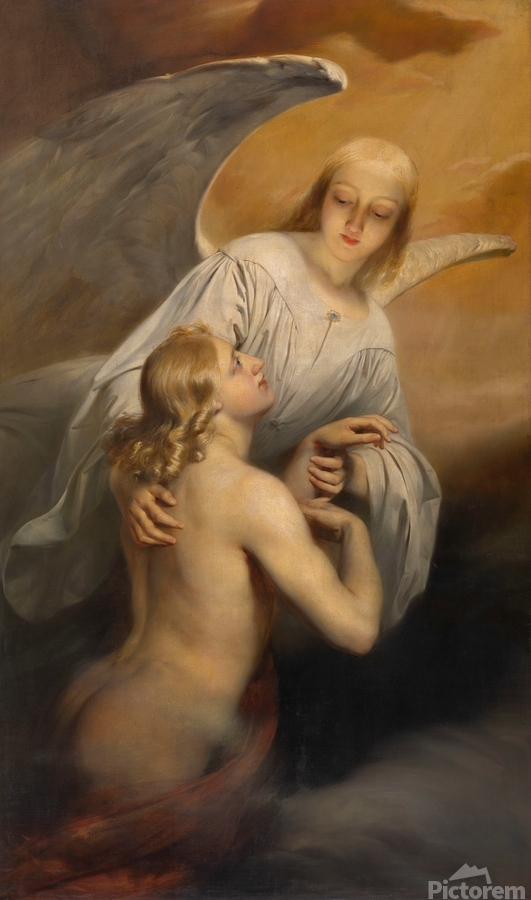 An Angel Brings the Dead Body of Abel to Heaven [1843] by Edouard